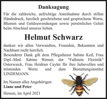 Traueranzeige von Helmut Schwarz  von Magdeburger Volksstimme
