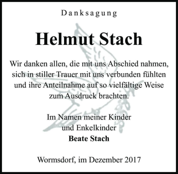 Traueranzeige von Helmut Stach  von Magdeburger Volksstimme