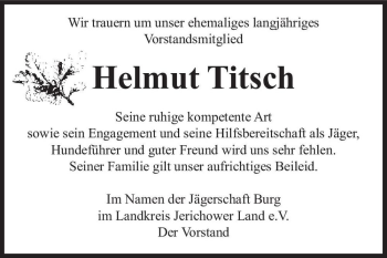 Traueranzeige von Helmut Titsch  von Magdeburger Volksstimme
