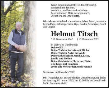 Traueranzeige von Helmut Titsch  von Magdeburger Volksstimme