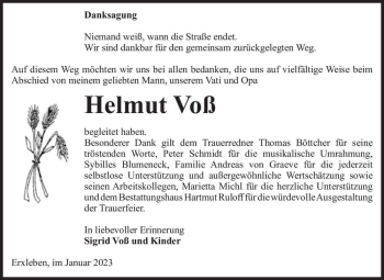 Traueranzeige von Helmut Voß  von Magdeburger Volksstimme