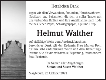 Traueranzeige von Helmut Walther  von Magdeburger Volksstimme
