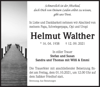 Traueranzeige von Helmut Walther  von Magdeburger Volksstimme