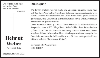 Traueranzeige von Helmut Weber  von Magdeburger Volksstimme