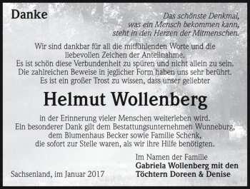 Traueranzeige von Helmut Wollenberg  von Magdeburger Volksstimme
