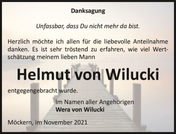 Traueranzeige von Helmut von Wilucki  von Magdeburger Volksstimme