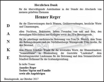 Traueranzeige von Henner Reger  von Magdeburger Volksstimme