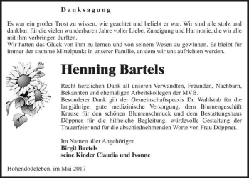Traueranzeige von Henning Bartels  von Magdeburger Volksstimme
