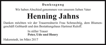 Traueranzeige von Henning Jahns  von Magdeburger Volksstimme