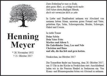 Traueranzeige von Henning Meyer  von Magdeburger Volksstimme