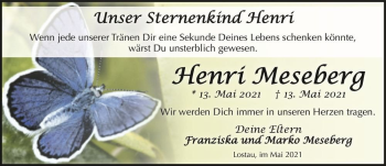 Traueranzeige von Henri Meseberg  von Magdeburger Volksstimme