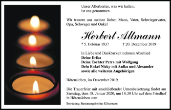 Traueranzeige von Herbert Altmann  von Magdeburger Volksstimme