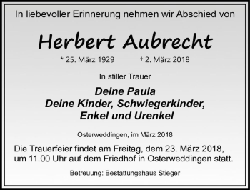 Traueranzeige von Herbert Aubrecht  von Magdeburger Volksstimme