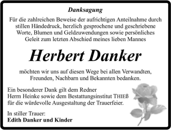 Traueranzeige von Herbert Danker  von Magdeburger Volksstimme