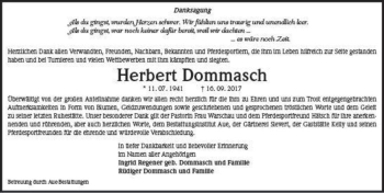 Traueranzeige von Herbert Dommasch  von Magdeburger Volksstimme
