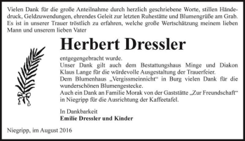 Traueranzeige von Herbert Dressler  von Magdeburger Volksstimme