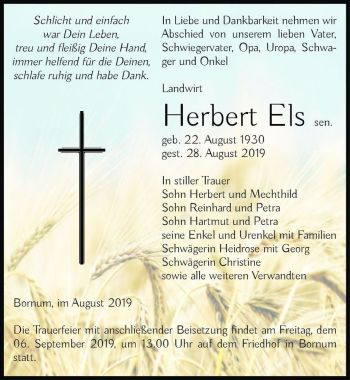 Traueranzeige von Herbert Els sen.  von Magdeburger Volksstimme