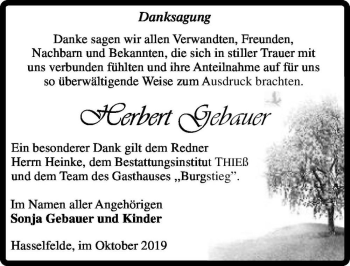 Traueranzeige von Herbert Gebauer  von Magdeburger Volksstimme