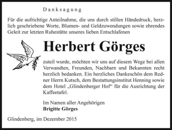Traueranzeige von Herbert Görges  von Magdeburger Volksstimme