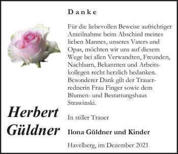 Traueranzeige von Herbert Güldner  von Magdeburger Volksstimme