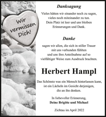 Traueranzeige von Herbert Hampl  von Magdeburger Volksstimme