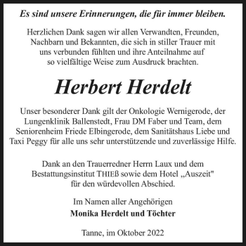 Traueranzeige von Herbert Herdelt  von Magdeburger Volksstimme