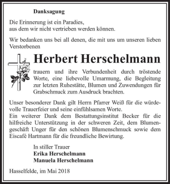 Traueranzeige von Herbert Herschelmann  von Magdeburger Volksstimme