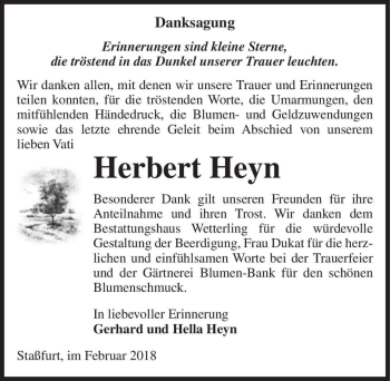 Traueranzeige von Herbert Heyn  von Magdeburger Volksstimme