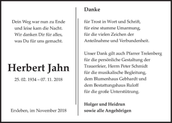 Traueranzeige von Herbert Jahn  von Magdeburger Volksstimme