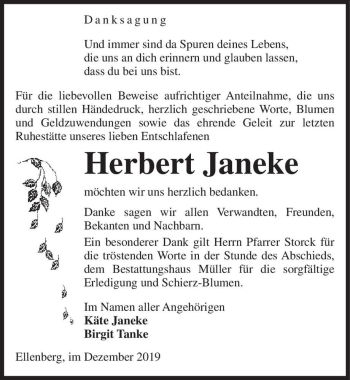 Traueranzeige von Herbert Janeke  von Magdeburger Volksstimme