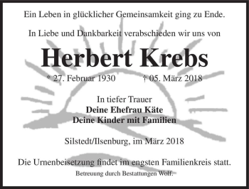 Traueranzeige von Herbert Krebs  von Magdeburger Volksstimme