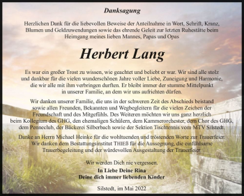 Traueranzeige von Herbert Lang  von Magdeburger Volksstimme