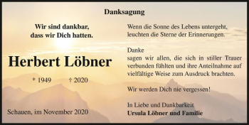 Traueranzeige von Herbert Löbner  von Magdeburger Volksstimme