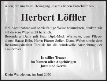 Traueranzeige von Herbert Löffler  von Magdeburger Volksstimme
