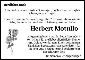 Traueranzeige von Herbert Motullo  von Magdeburger Volksstimme