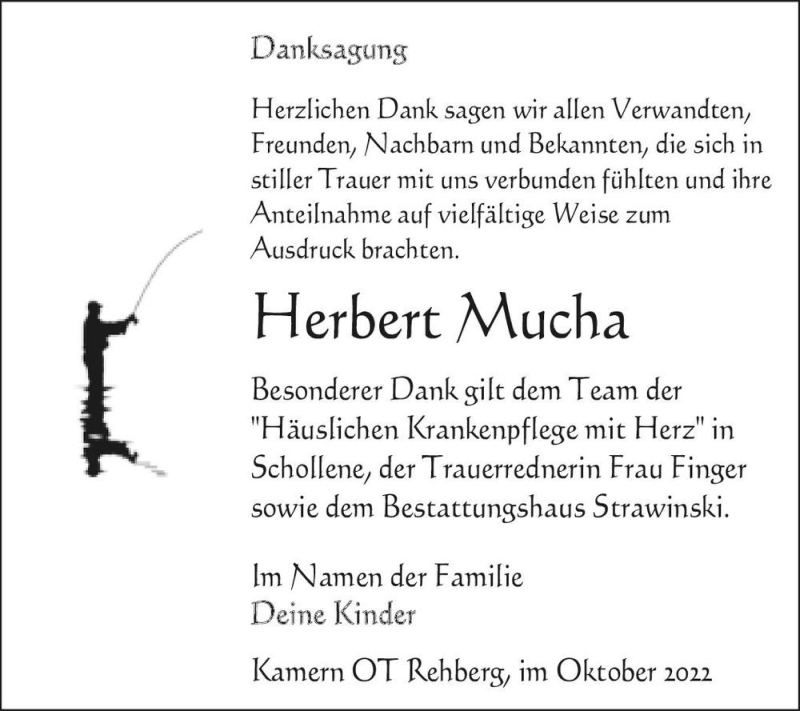  Traueranzeige für Herbert Mucha  vom 08.10.2022 aus Magdeburger Volksstimme