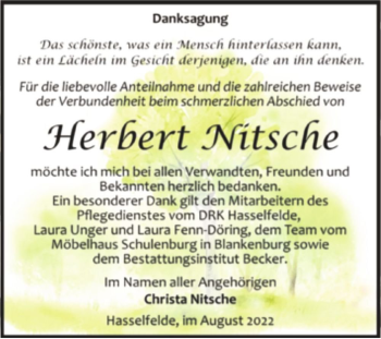 Traueranzeige von Herbert Nitsche  von Magdeburger Volksstimme