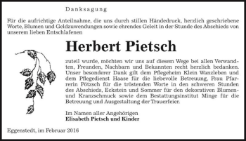 Traueranzeige von Herbert Pietsch  von Magdeburger Volksstimme