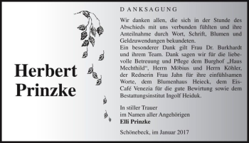 Traueranzeige von Herbert Prinzke  von Magdeburger Volksstimme