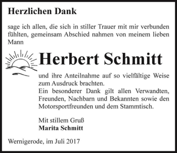 Traueranzeige von Herbert Schmitt  von Magdeburger Volksstimme