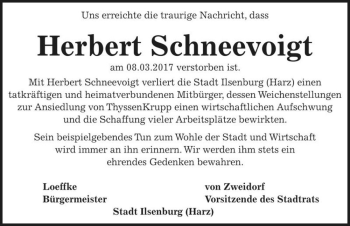 Traueranzeige von Herbert Schneevoigt  von Magdeburger Volksstimme