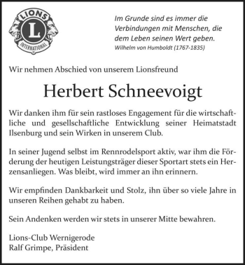 Traueranzeige von Herbert Schneevoigt  von Magdeburger Volksstimme