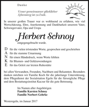 Traueranzeige von Herbert Schnoy  von Magdeburger Volksstimme