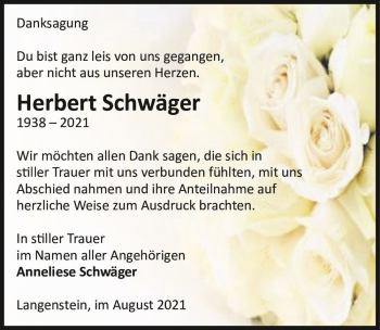 Traueranzeige von Herbert Schwäger  von Magdeburger Volksstimme