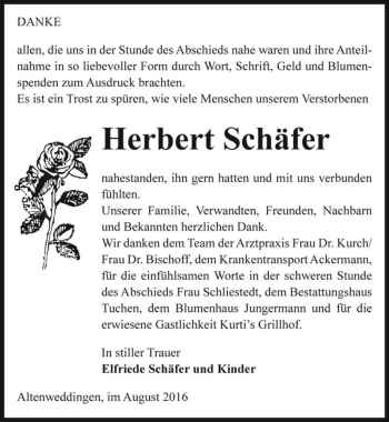 Traueranzeige von Herbert Schäfer  von Magdeburger Volksstimme