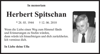 Traueranzeige von Herbert Spitschan  von Magdeburger Volksstimme
