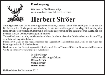 Traueranzeige von Herbert Ströer  von Magdeburger Volksstimme