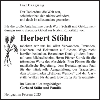 Traueranzeige von Herbert Stöhr  von Magdeburger Volksstimme