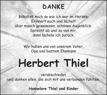 Traueranzeige von Herbert Thiel  von Magdeburger Volksstimme
