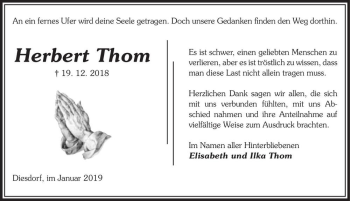 Traueranzeige von Herbert Thom  von Magdeburger Volksstimme